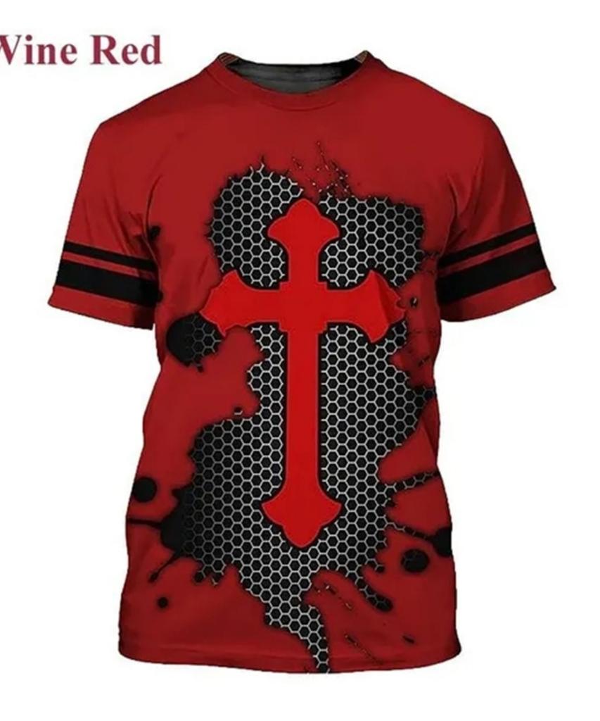 Summer Round Neck 3D Jesus Pattern Print Top Fashionable Casual Short Sleeved Men's T-shirts