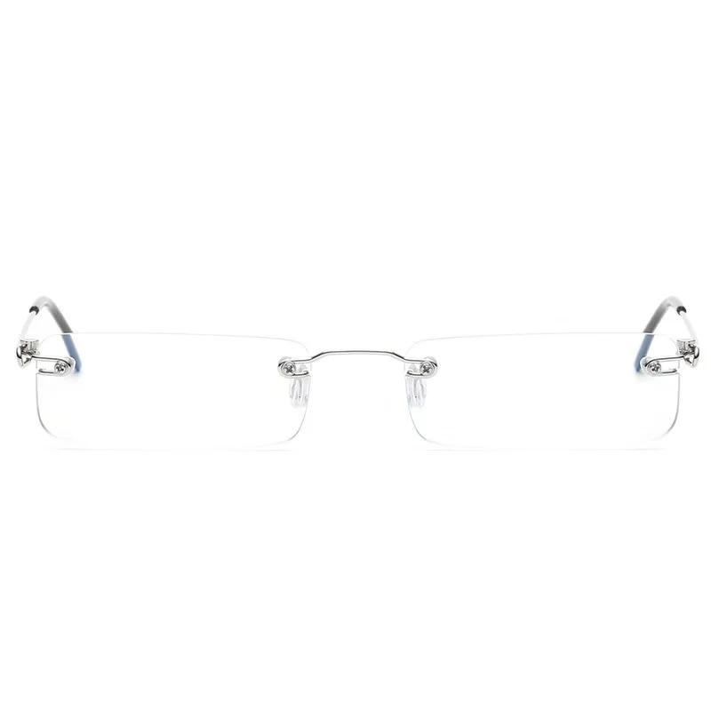 Anti-Blue Rimless Reading Glasses Square Metal Presbyopic Eyewear With Case Eyeglasses Men‘s Glasses For Sight Plus+4
