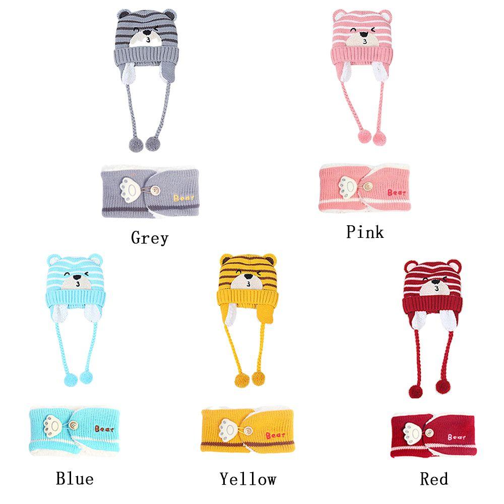Winter Boys Girl Toddler Baby Baby Beanie Cap Bear Earmuff Neck Scarf Kids Hat Scarf Set