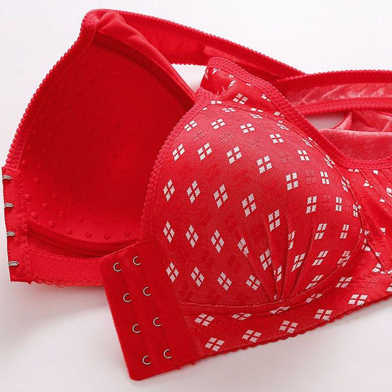 Front Buckle Large Size Thin Section No Steel Ring Women's Gathered Underwear Anti-sagging Breast-receiving Bra