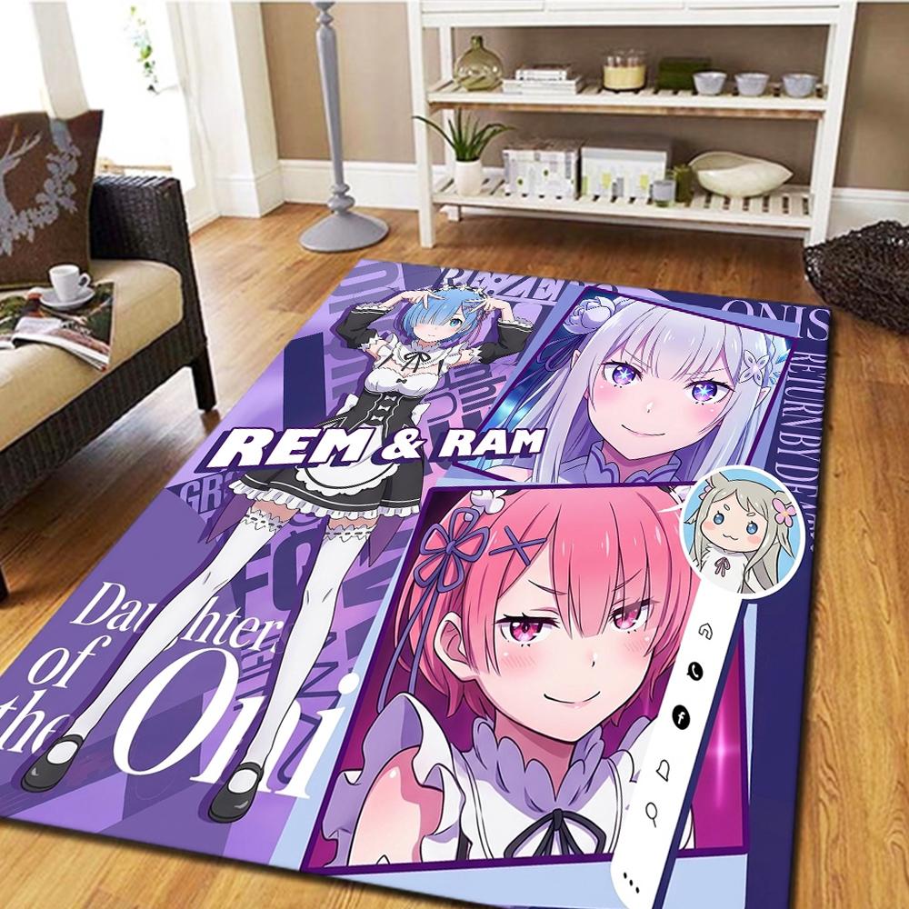 Ковер для спальни и гостиной Re Zero, Декор для дома, Крутой коврик с персонажами из фильма, Игровой напольный коврик -HE160
