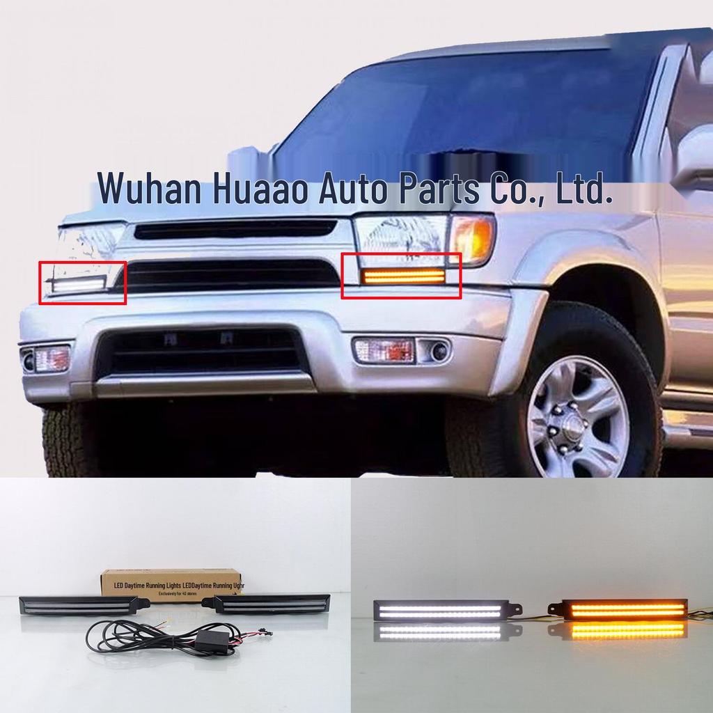 Compatible LED Daytime Running Lights with Sequential Turn Signals for 1996-2002 Toyota 4Runner - Includes Fog Lights and Headlight Decorative Strips.