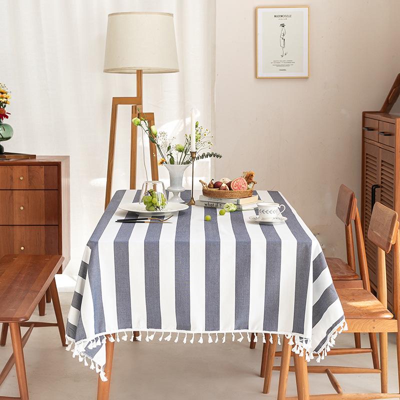 Simple Dining Table Cloth Rectangle Fabric Student Dormitory Fringed Tablecloth Literary Coffee Table Mat Tablecloth