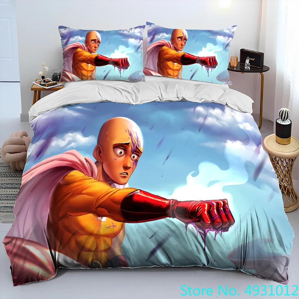 ONE PUNCH MAN Anime Cartoon Bedding Set Duvet Cover Bed Set Quilt Cover Pillowcase,king Queen Size Bedding Set Kids Gift