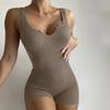 Женский сексуальный ребристый боди без рукавов, эластичный трико, шорты, комбинезон, комбинезон