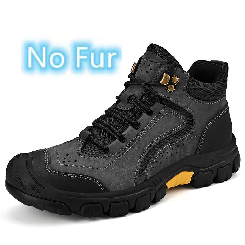 Новые мужские походные ботинки из натуральной кожи, зимние меховые короткие ботинки на платформе, модная повседневная обувь на шнуровке для мужчин, ботинки для активного отдыха