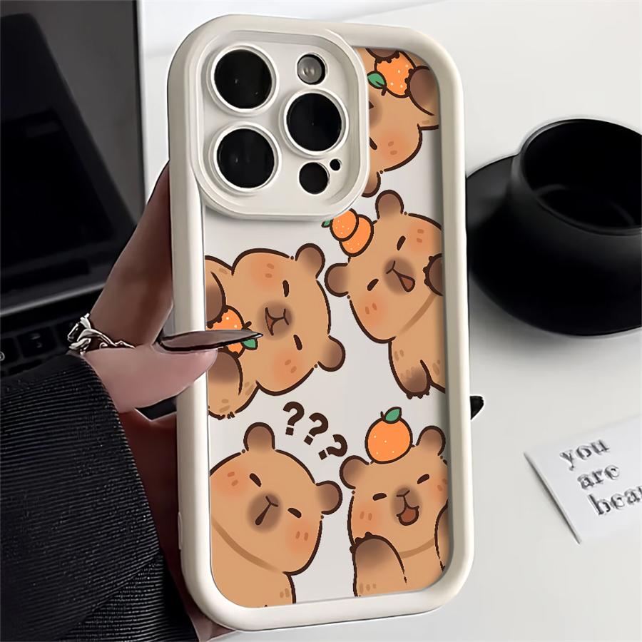 Мультяшный Милый Чехол с Капибарой для iPhone 12 Mini 14 XS XR 13 Pro MAX 15 Plus 11 16 Plus 14 Pro 11 16e Мягкий ТПУ