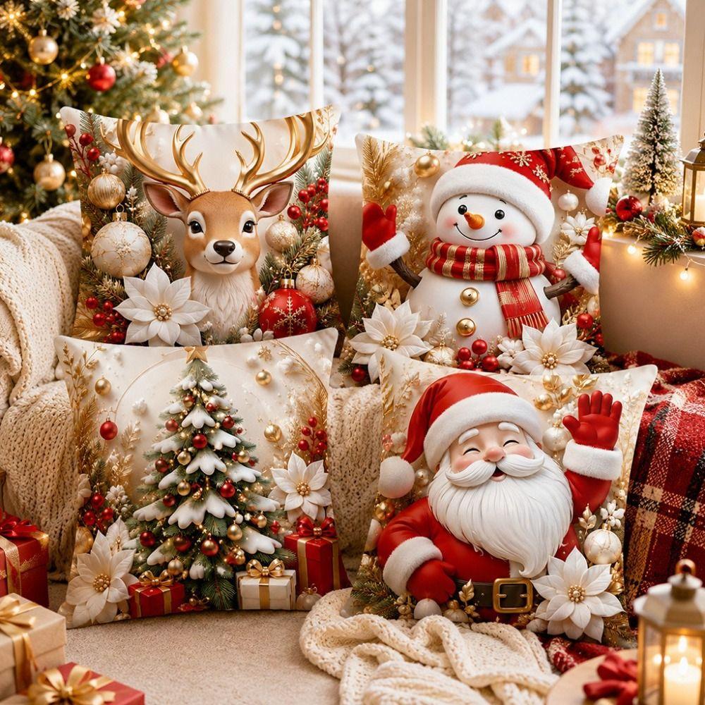 45x45cm Throw Pillow Covers Detachable Soft Christmas Themed Pillow Case Home Indoor