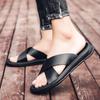 Men's Leather Sandals 2024 Summer Quality Beach Slippers Casual Shoes Flat Bottomed Outdoor Beach Shoes Large Size 45