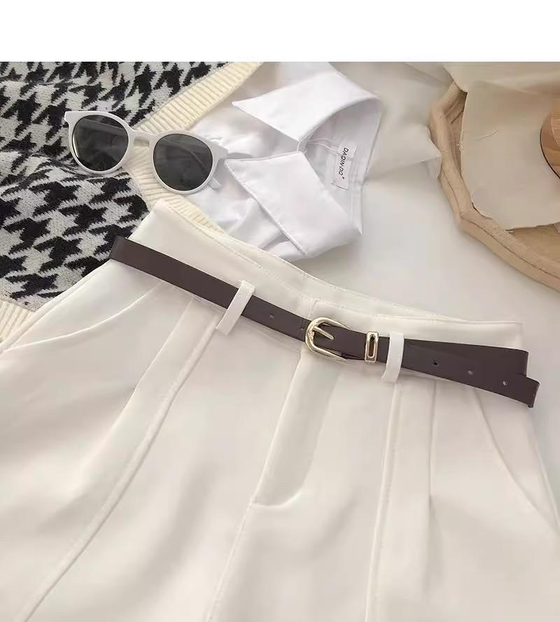 Женские шорты А-силуэта с высокой талией и широкими штанинами в стиле ретро - Весна 2025, корейский и гонконгский стиль