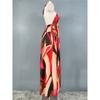 Export Single Sexy Vacation Elegant Open Back Exquisite Print Sling Stylish Beach Fairy Elegant Graceful Dress