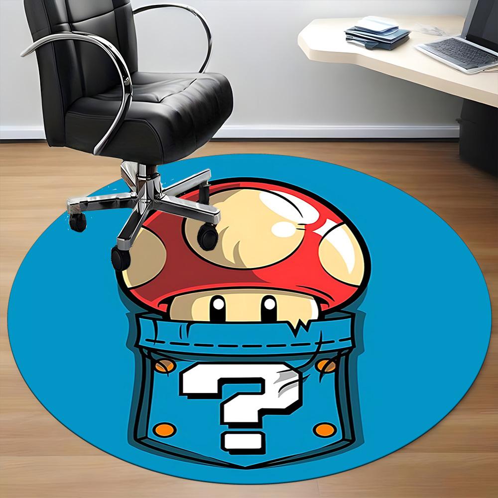 1pc Mario Mushroom Mystery Office Round Area Rug, Under Office Chairs Bedroom Living Room Home Decor a0926205