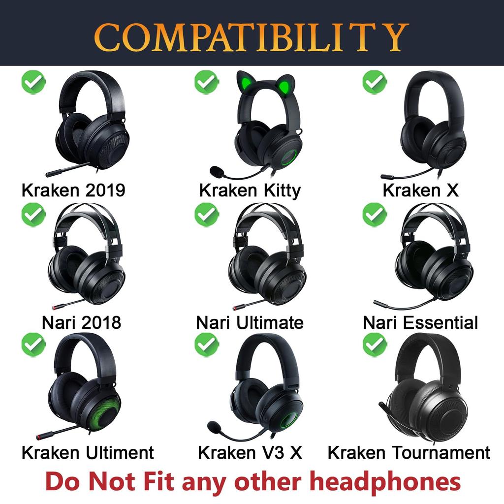 SOULWIT Амбушюры для Razer Kraken 2019 Подушечки для ушей Амбушюры с охлаждающим гелем для Razer Kraken Tournament/Kraken Ultimate/Kraken Kitty/Nari 2018/Nari Essential