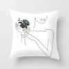 Abstract minimalist lines cushion cover different female pose sketch pillowcase bedroom sofa car decoration square