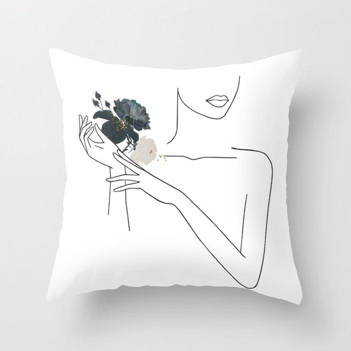 Abstract minimalist lines cushion cover different female pose sketch pillowcase bedroom sofa car decoration square