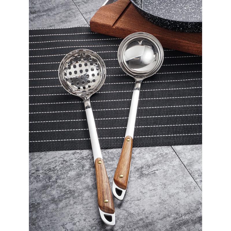 HANYANG деревянная ручка, половник для горячего супа, утолщенная воронка для супа из нержавеющей стали, кухонные принадлежности, бытовой половник с длинной ручкой, горячий горшок