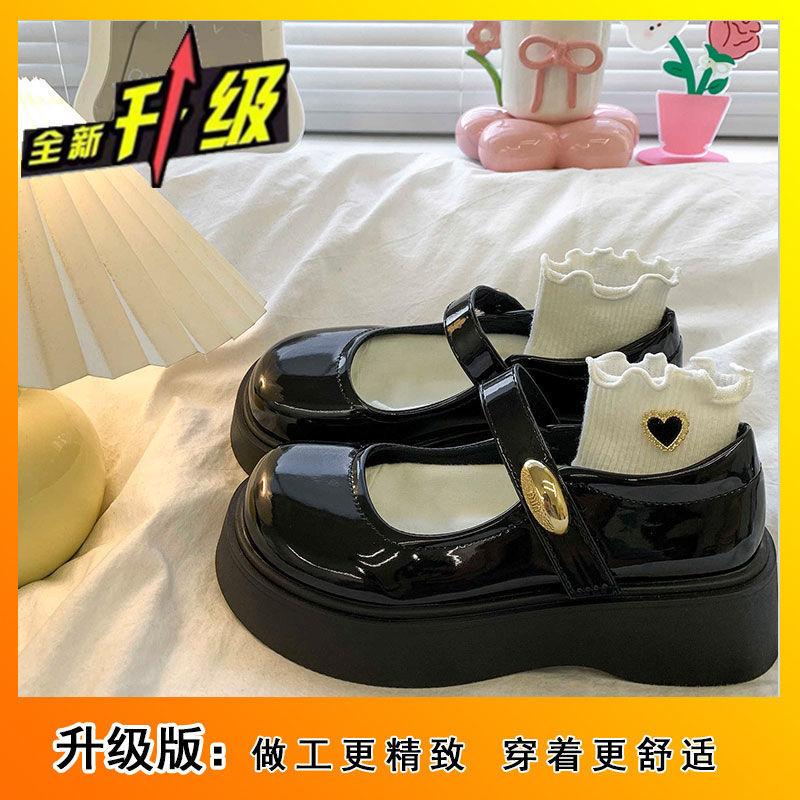 Британский стиль милые туфли Мэри Джейн 2025 новая весна круглый носок черные японские туфли на платформе маленькие кожаные туфли женские универсальные одинарные туфли