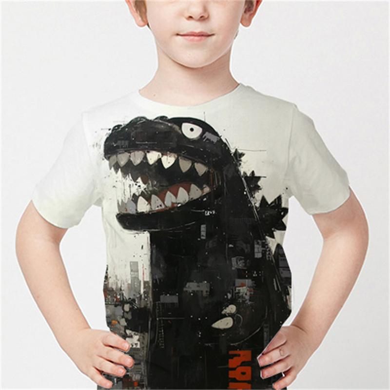 Повседневные футболки с короткими рукавами и 3D принтом мультфильма «Забавный монстр» для мальчиков, удобные летние уличные модные топы для мальчиков и девочек