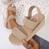 Fashion Women Sandals Fashion Trend Anti Slip Wear-resistant Comfortable Color Blocking Soft Sole Solid Elastic Band  Platform Sandals