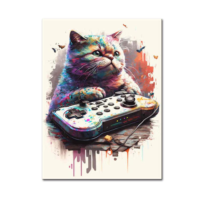 Геймерский контроллер, крутой игровой постер и принты, Spel Kawaii, наушники, красочная картина, настенная живопись, холст, картина, декор для комнаты, подарки