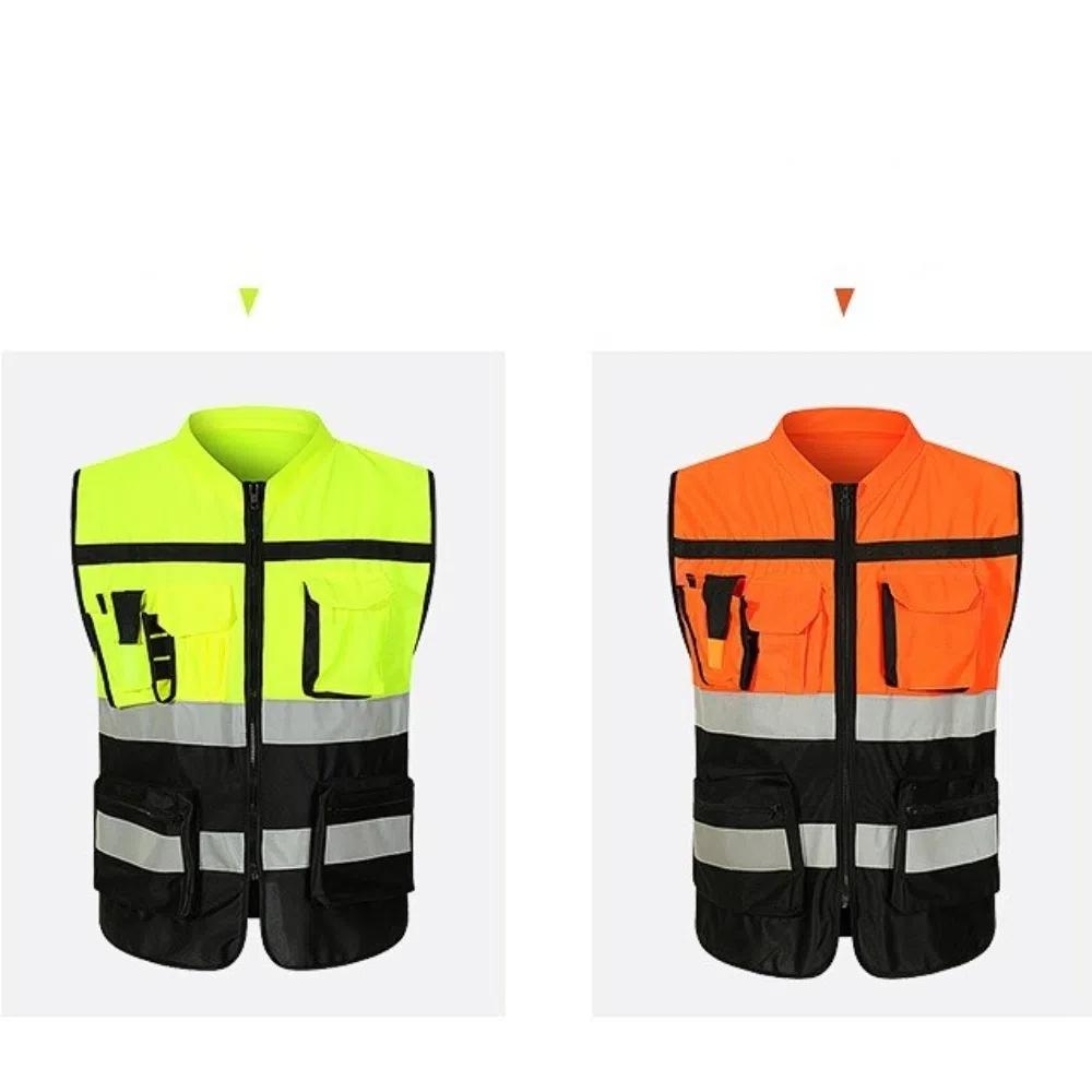 with Pocket Reflective Vest High Visibility Construction Clothes Outdoor Safety Clothing Cycling