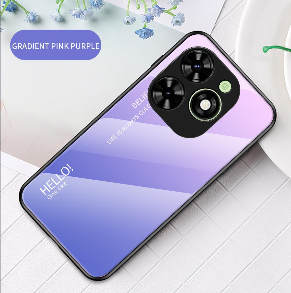 For Infinix Hot 40i Hot40i Case Gradient Aurora Tempered Glass Soft Frame Back Cover Phone Case