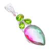Bi-Color Tourmaline, Peridot 925 Sterling Silver Jewelry Pendant 2.7"  AH-3243