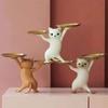 Nordic Resin Cat Tray Statue Cute Cat Dish Tray Interior Porch Key Holder Snacks Candy Storage Container Desktop Ornament