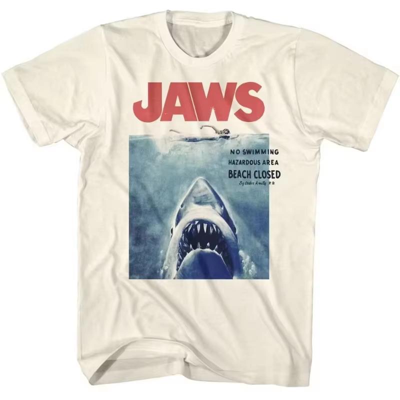 Jaws Movie Vintage Cotton Tshirt Unisex Summer Short Sleeve Fashion Oversized Unisex Streetwear Trendy Short Sleeves Classic