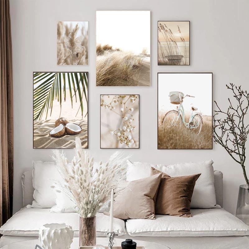 Coconut Lake Canvas Posters Landscape Art Painting Countryside Scenery Beige Wall Art Prints Nordic Pictures Living Room Decor