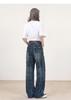 Retro white plaid wide-leg jeans women's autumn new high-waisted loose-fitting design floor pants