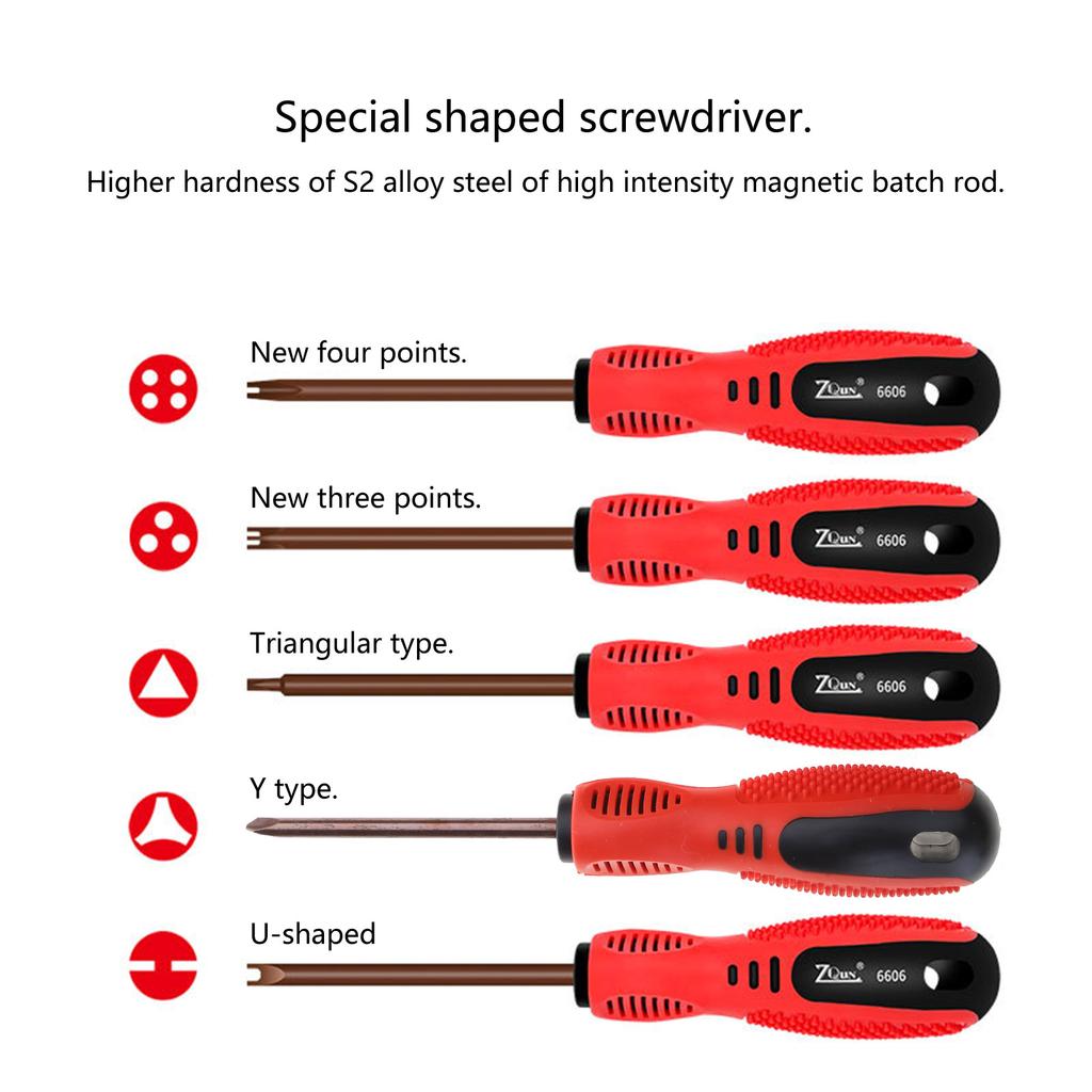 Special-Shaped Screwdriver Internal Cross Four-Point Three-Point U/Y Type Triangular Magnetic Driver Socket Screwdriver