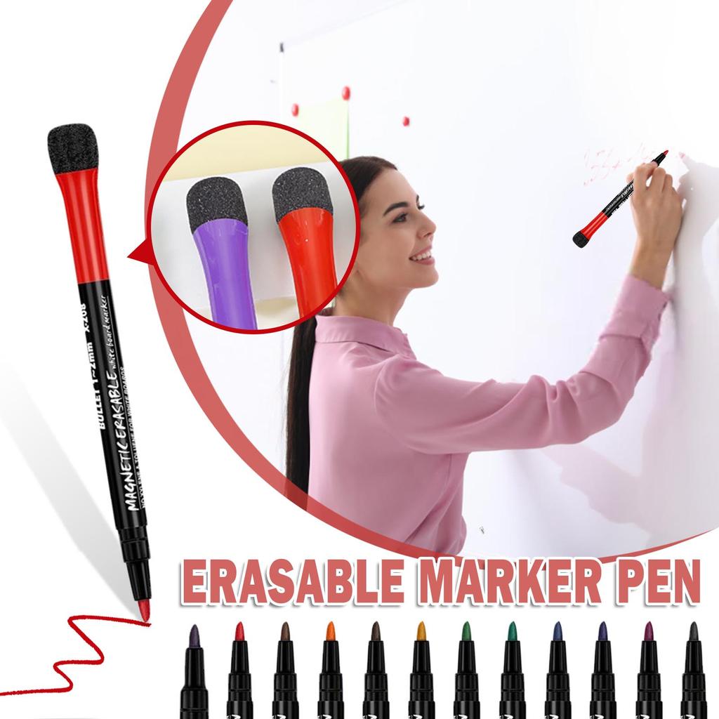 Сухие маркеры для белой доски, цветные тонкие стираемые маркеры с ластиком для дома и школы, блестящие, 30 мл, жидкость