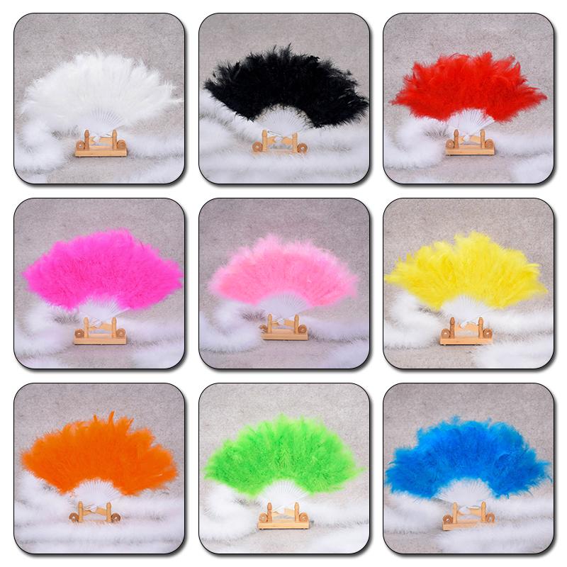 1PC Dance Props Classical Women Showgirl Home Decorative Fluffy Feather Fans Folding Fans Hand Fan Wedding Party