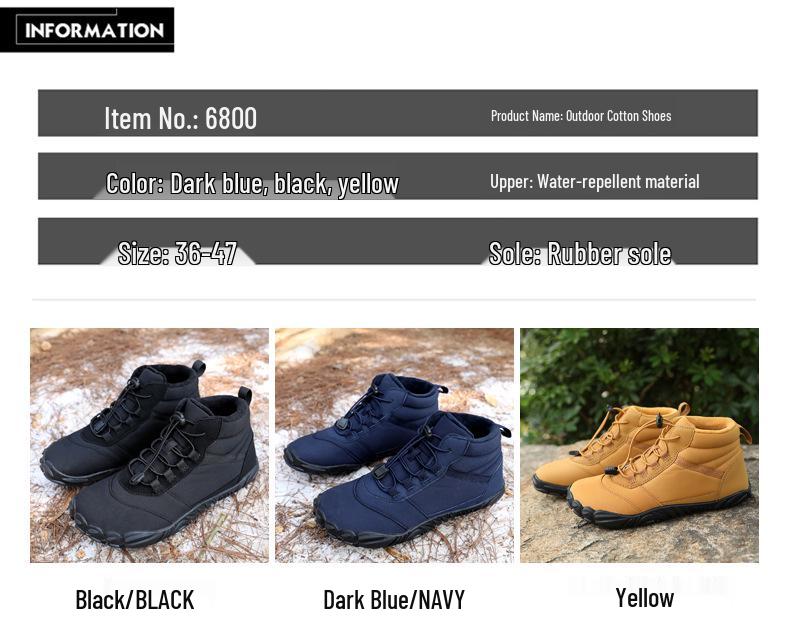 2024 Зимние водонепроницаемые высокие сноубутсы на флисовой подкладке - Теплая, дышащая повседневная хлопковая обувь для пар