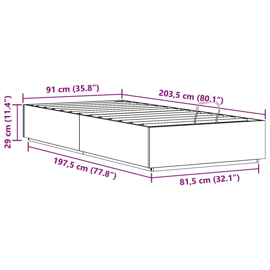 Ottoman Bed Frame Natural 90 x 200 cm Solid Pine Wood