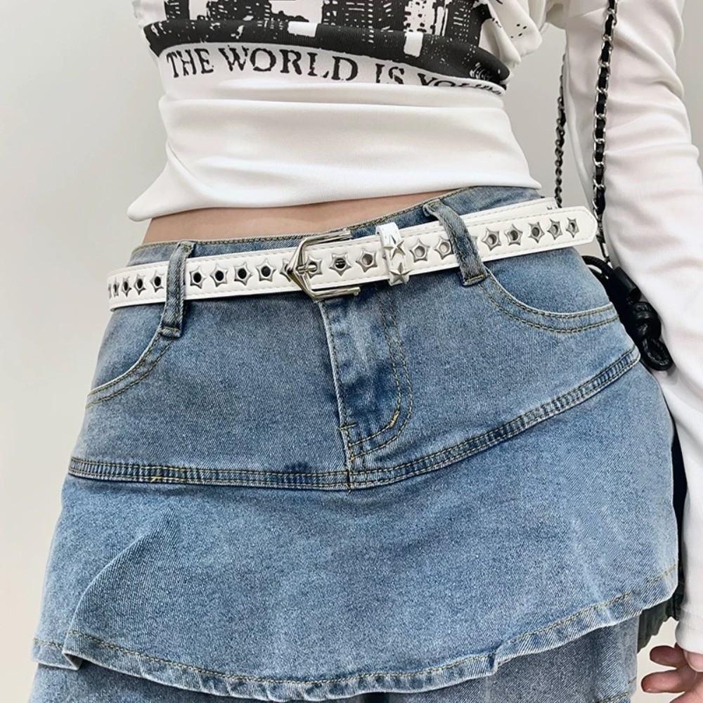 Звездочки Люверсы Y2K Звездные Пояса на Талию Металлическая Пряжка Девочки Заклепки Пояс Женский Джинсовый Ремень Женский