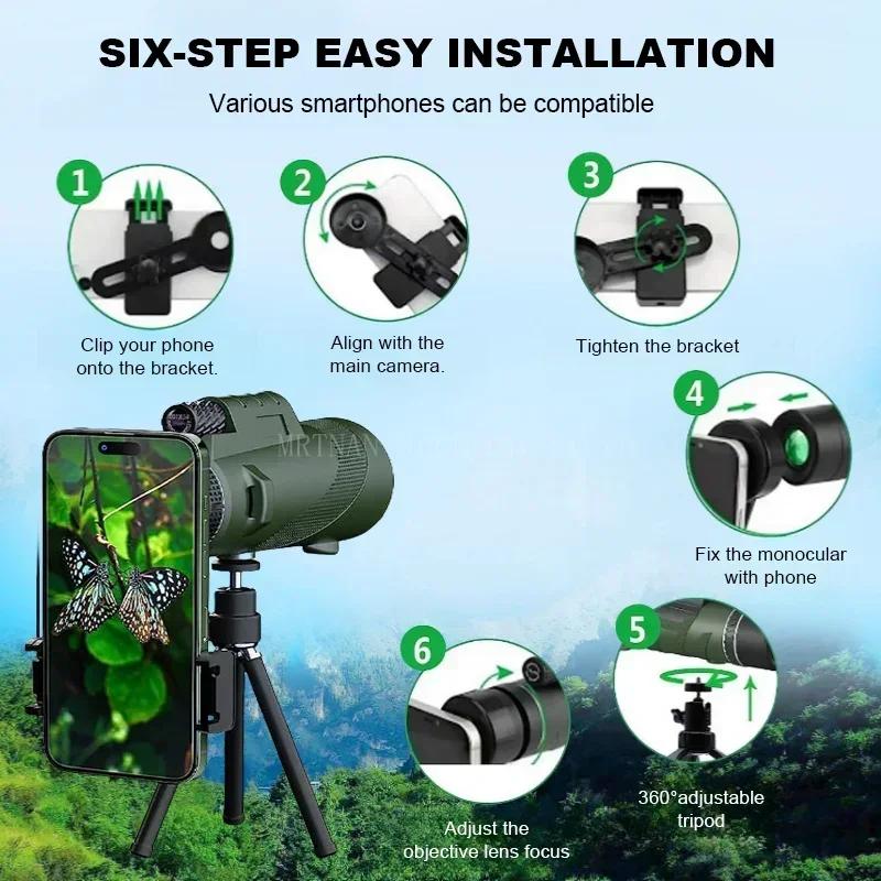 Портативный телескоп 80x100 с зумом HD 5000 м, складной мощный телескоп для охоты, спорта, активного отдыха, кемпинга, путешествий