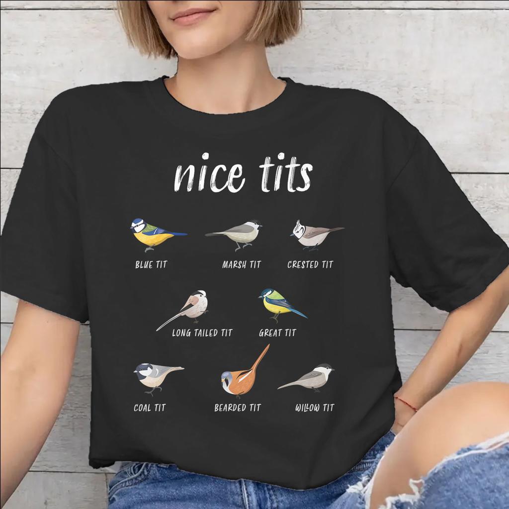 Unisex Unisex Funny Bird Meme I Love Tits T Shirt Cotton Graphic Printed TShirt Top Clothing