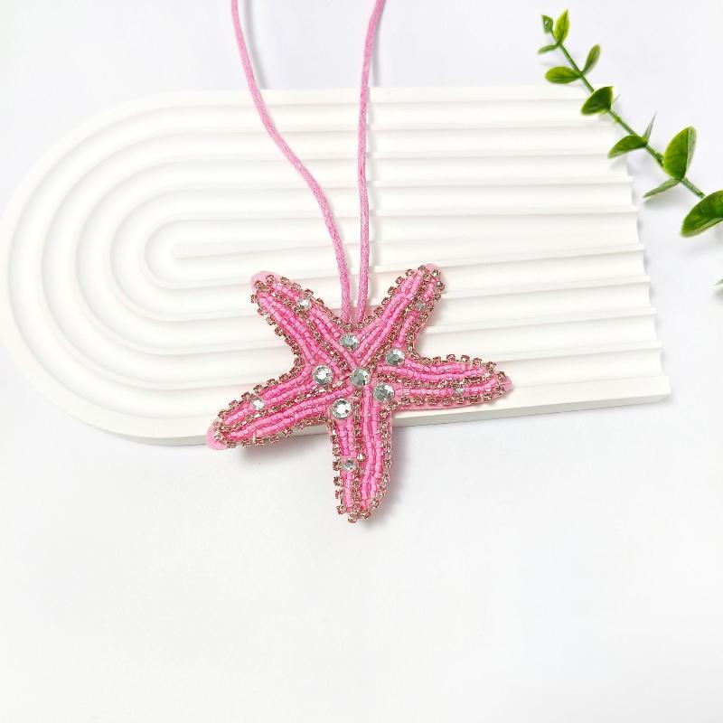 3D Beaded Patch  Starfish Shells Patch Pendant Lanyard Decorative Diy For Bag Keychain Beading Applique