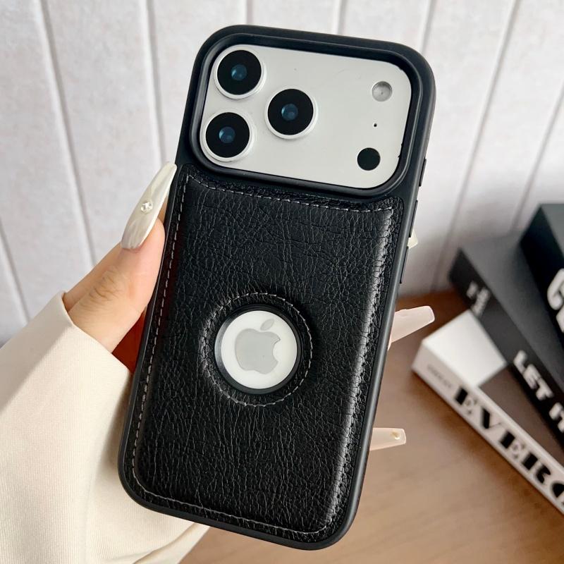 Роскошный кожаный чехол с полым логотипом для iPhone 17 Air 16 15 14 13 12 11 Pro Max 17Promax Бизнес Жесткий Ударопрочный Бронированный Чехол Funda
