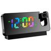 Digital Electronic Clock Multifunctional Projection Alarm Clock USB Charging 180° Rotation Ceiling Projector for Bedroom Office