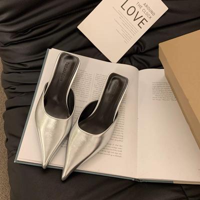 Модные сексуальные женские тапочки с острым носком, туфли-мюли, модные прогулочные сандалии 2024 года, летние роскошные шлепанцы с открытой пяткой, женские шлепанцы