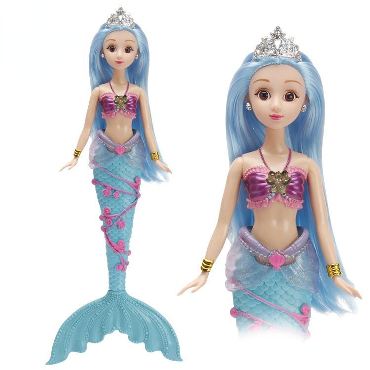 36CM Mini Colorful Glare Music Mermaid Princess Doll Girls Toy 3D Big Eyes BJD Princess Full Outfits Dresses Collection Childrens Doll Gift
