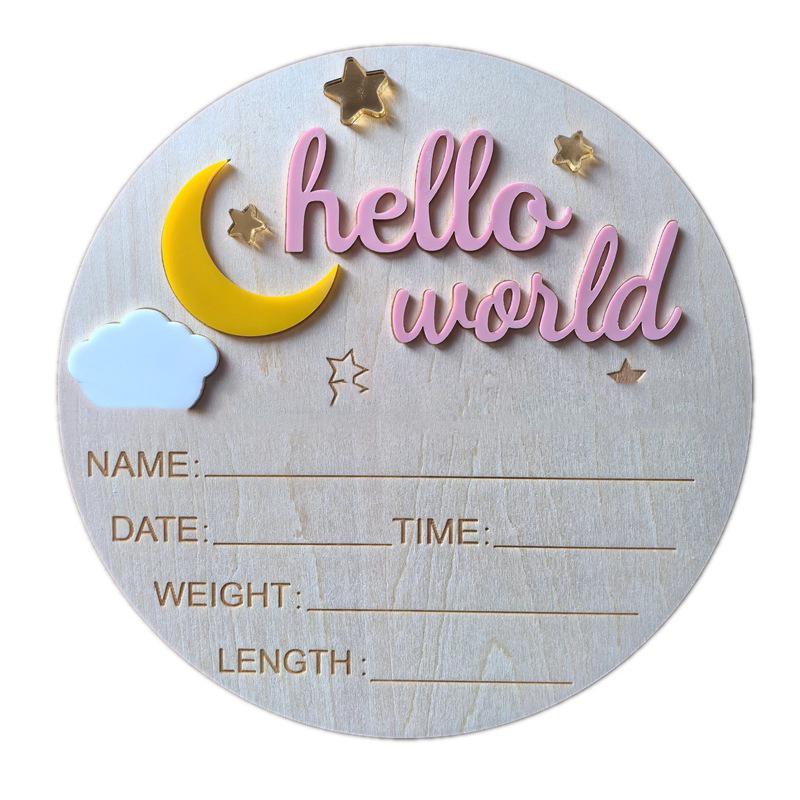 Деревянная табличка «Hello World Newborn», милая доска для объявлений о рождении ребенка