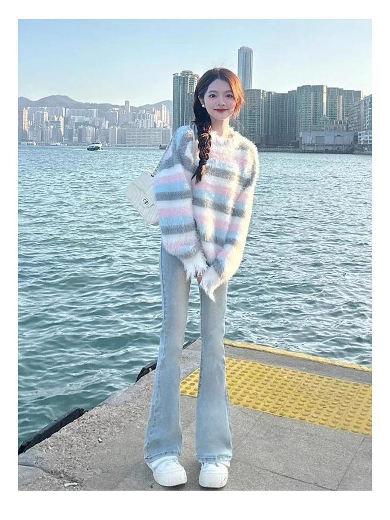 High-Waisted Light Blue Flared Jeans for Tall Women - Summer 2025 Slim-Fit Bell-Bottoms