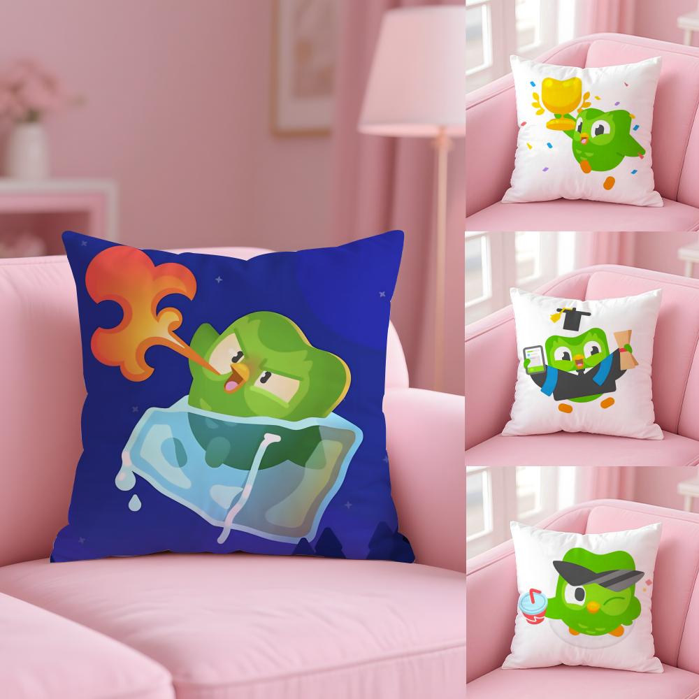 Cute D-Duolingos Pillow Case Short Plush Double-Sided Printing Home Machine Washable In Warm Winter Cushion Cover
