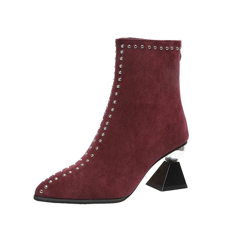 Женские ботильоны, зимняя мода 2024, женские ботинки с острым носком, размер 42, модные простые элегантные женские модельные туфли на высоком каблуке