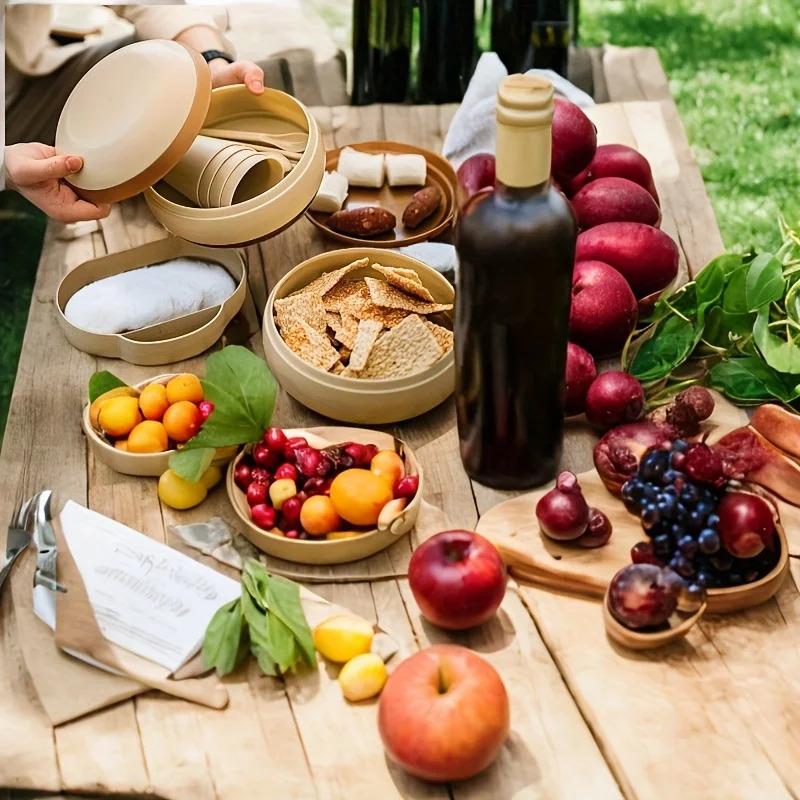 Посуда для пикника и кемпинга на открытом воздухе, чашки, тарелки, ложки, палочки для еды, суповые миски, портативный пластиковый набор, подходит для мероприятий на открытом воздухе