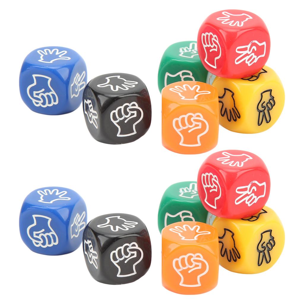 12Pcs Finger Guessing Game Dice 6 Sided 6 Colors 20mm Rock Paper Scissors Game Dice for Adults Kids Family Party